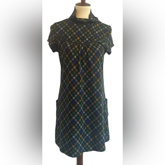 Funky People Short Sleeve Mock Neck BOHO Preppy Dress Pockets Size Medium - Picture 1 of 12